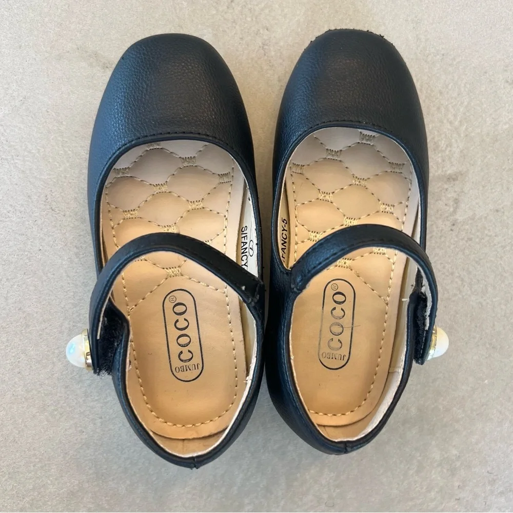 Elegant Black Mary Jane Shoes with Pearl detail,‎ Toddler 7